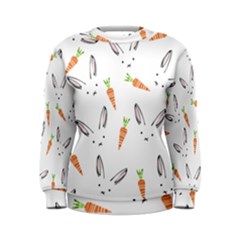 Rabbit Carrot Pattern Weft Step Face Women s Sweatshirt by Mariart