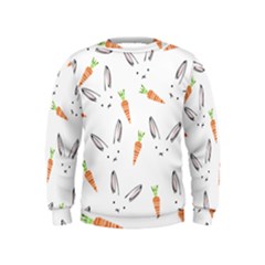 Rabbit Carrot Pattern Weft Step Face Kids  Sweatshirt by Mariart