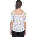 Rabbit Carrot Pattern Weft Step Face Women s Cutout Shoulder Tee View2