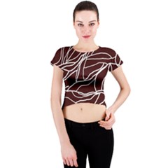 River System Line Brown White Wave Chevron Crew Neck Crop Top