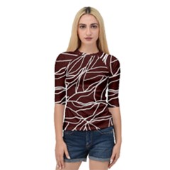 River System Line Brown White Wave Chevron Quarter Sleeve Tee