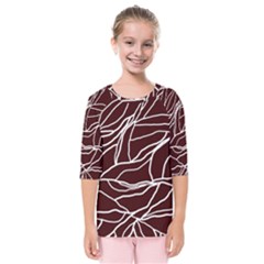 River System Line Brown White Wave Chevron Kids  Quarter Sleeve Raglan Tee