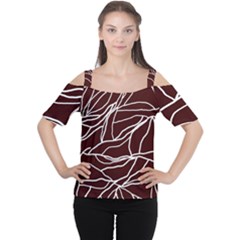 River System Line Brown White Wave Chevron Women s Cutout Shoulder Tee