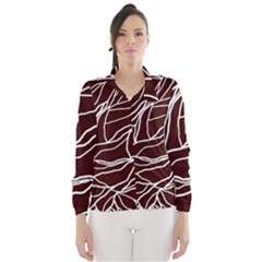 River System Line Brown White Wave Chevron Wind Breaker (women) by Mariart