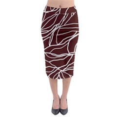 River System Line Brown White Wave Chevron Midi Pencil Skirt by Mariart