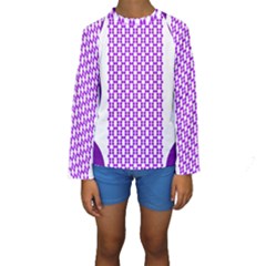 River Hyacinth Polka Circle Round Purple White Kids  Long Sleeve Swimwear by Mariart