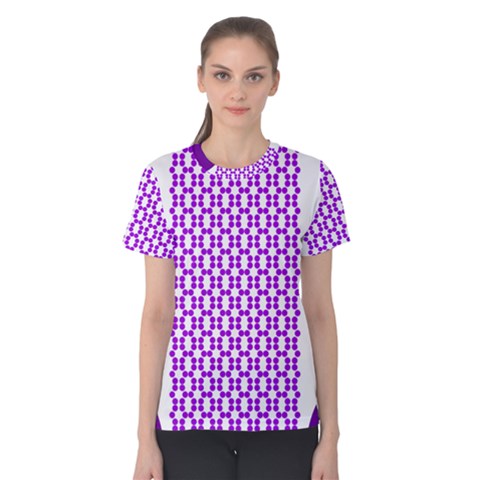 River Hyacinth Polka Circle Round Purple White Women s Cotton Tee by Mariart