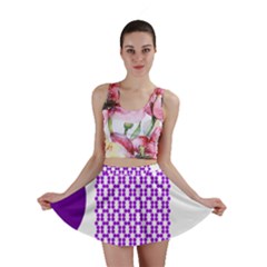 River Hyacinth Polka Circle Round Purple White Mini Skirt by Mariart