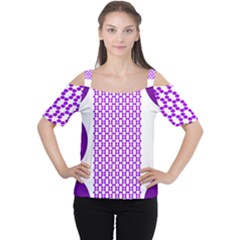 River Hyacinth Polka Circle Round Purple White Women s Cutout Shoulder Tee