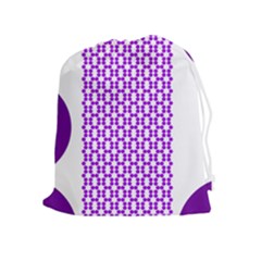 River Hyacinth Polka Circle Round Purple White Drawstring Pouches (extra Large)