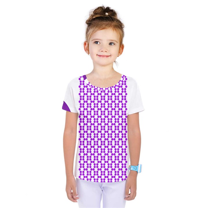 River Hyacinth Polka Circle Round Purple White Kids  One Piece Tee