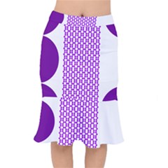 River Hyacinth Polka Circle Round Purple White Mermaid Skirt