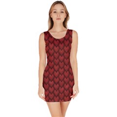 Red Snakeskin Snak Skin Animals Sleeveless Bodycon Dress by Mariart