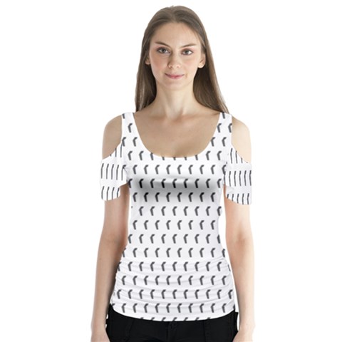 Renelle Box Waves Chevron Wave Line Butterfly Sleeve Cutout Tee  by Mariart