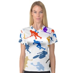 Sport Player Playing Women s V-neck Sport Mesh Tee