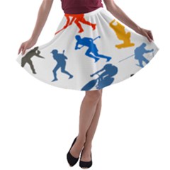 Sport Player Playing A-line Skater Skirt by Mariart