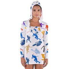 Sport Player Playing Women s Long Sleeve Hooded T-shirt by Mariart