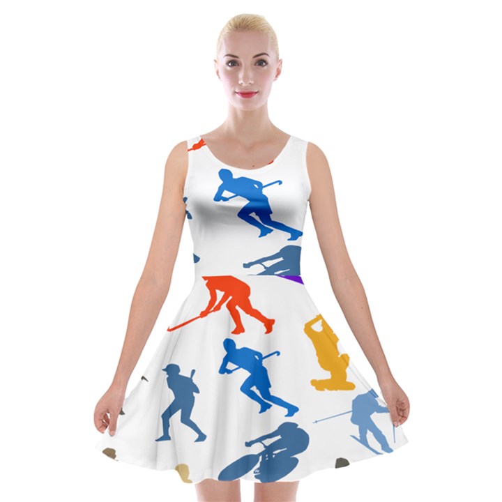 Sport Player Playing Velvet Skater Dress