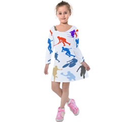 Sport Player Playing Kids  Long Sleeve Velvet Dress by Mariart