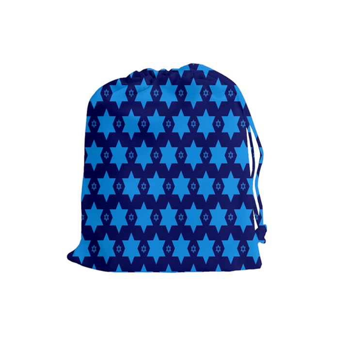 Star Blue Space Wave Chevron Sky Drawstring Pouches (Large) 