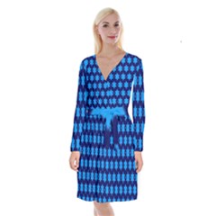 Star Blue Space Wave Chevron Sky Long Sleeve Velvet Front Wrap Dress