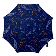 Sun Moon Seamless Star Blue Sky Space Face Circle Hook Handle Umbrellas (small) by Mariart