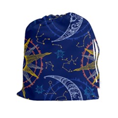 Sun Moon Seamless Star Blue Sky Space Face Circle Drawstring Pouches (xxl)