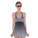 Triangle Black White Wave Chevron Halter Swimsuit Dress View1