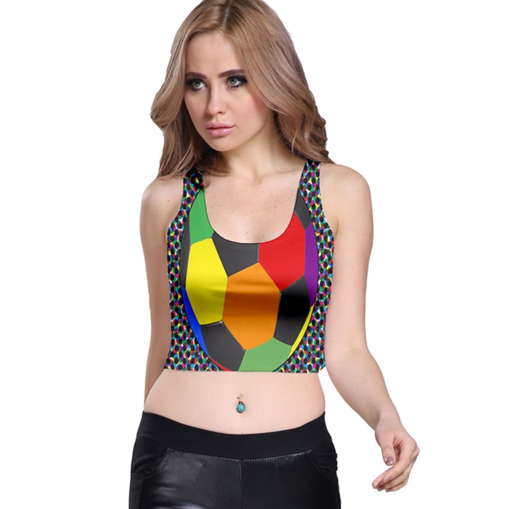 Team Soccer Coming Out Tease Ball Color Rainbow Sport Racer Back Crop Top