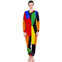 Team Soccer Coming Out Tease Ball Color Rainbow Sport Onepiece Jumpsuit (ladies)  by Mariart