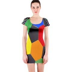 Team Soccer Coming Out Tease Ball Color Rainbow Sport Short Sleeve Bodycon Dress