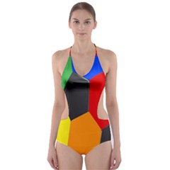 Team Soccer Coming Out Tease Ball Color Rainbow Sport Cut-out One Piece Swimsuit by Mariart