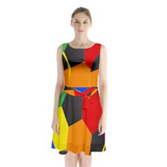 Team Soccer Coming Out Tease Ball Color Rainbow Sport Sleeveless Waist Tie Chiffon Dress by Mariart