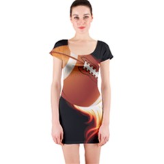 Super Football American Sport Fire Short Sleeve Bodycon Dress by Mariart