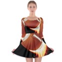 Super Football American Sport Fire Long Sleeve Skater Dress View1