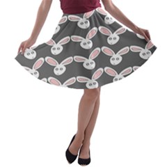 Tagged Bunny Illustrator Rabbit Animals Face A-line Skater Skirt by Mariart