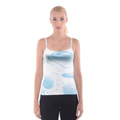 Water Drops Bubbel Rain Blue Circle Spaghetti Strap Top