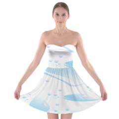 Water Drops Bubbel Rain Blue Circle Strapless Bra Top Dress by Mariart