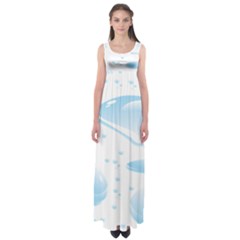 Water Drops Bubbel Rain Blue Circle Empire Waist Maxi Dress by Mariart