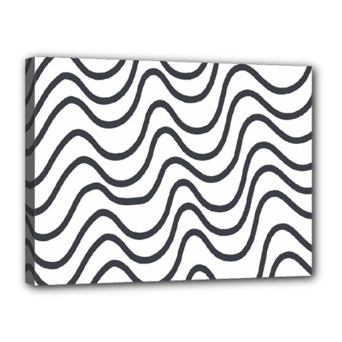 Wave Waves Chefron Line Grey White Canvas 16  X 12  by Mariart