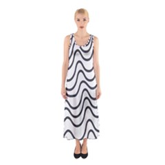 Wave Waves Chefron Line Grey White Sleeveless Maxi Dress