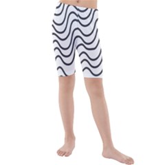 Wave Waves Chefron Line Grey White Kids  Mid Length Swim Shorts by Mariart