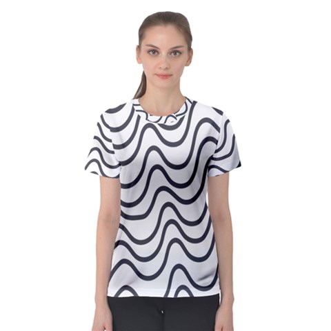 Wave Waves Chefron Line Grey White Women s Sport Mesh Tee by Mariart