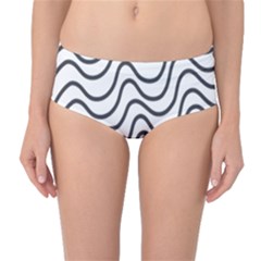 Wave Waves Chefron Line Grey White Mid-waist Bikini Bottoms