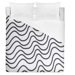 Wave Waves Chefron Line Grey White Duvet Cover (queen Size)