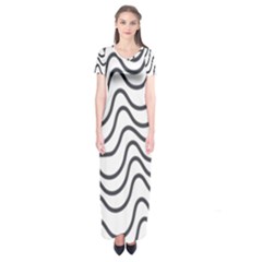 Wave Waves Chefron Line Grey White Short Sleeve Maxi Dress by Mariart