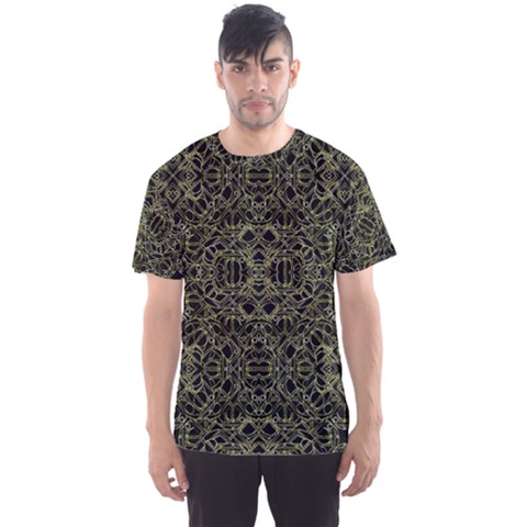 Golden Geo Tribal Pattern Men s Sport Mesh Tee by dflcprintsclothing