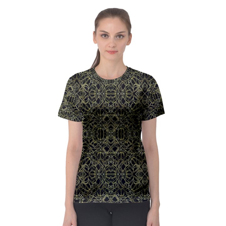 Golden Geo Tribal Pattern Women s Sport Mesh Tee