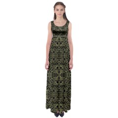 Golden Geo Tribal Pattern Empire Waist Maxi Dress