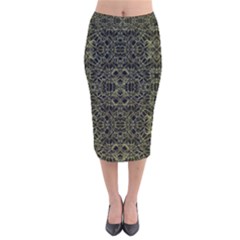 Golden Geo Tribal Pattern Velvet Midi Pencil Skirt by dflcprintsclothing